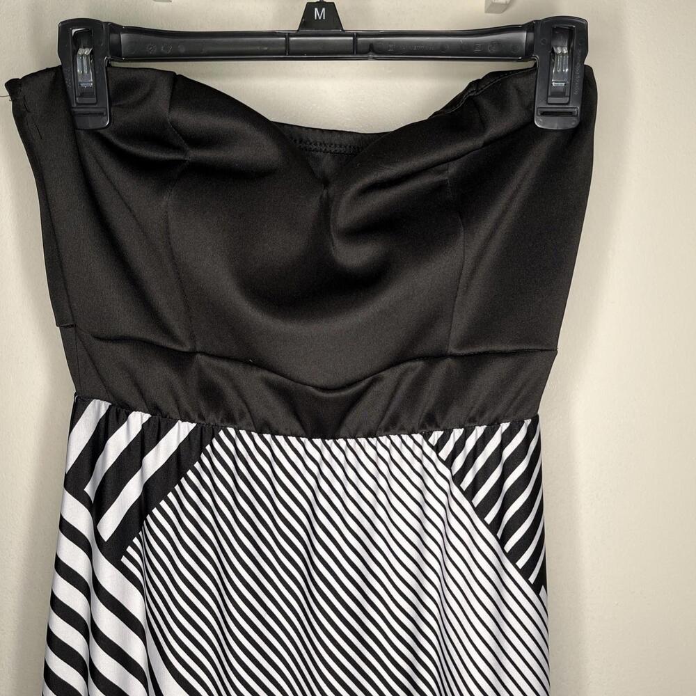 Baileyblue Black And White Stripe Maxi Dress Summer Beachy Strapless Size Med - Picture 2 of 6